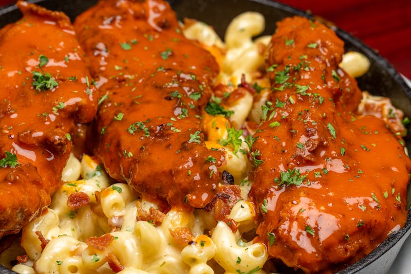 Buffalo wings appetizer with blue cheese dipping sauce
